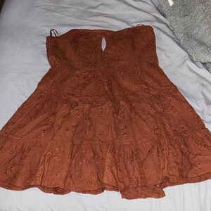 American Threads Terracotta Eyelet Mini Dress